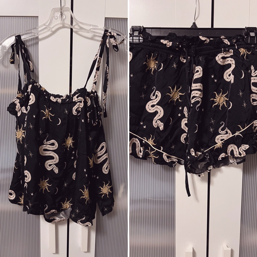 NWT Cleobella Sleepwear Set Celestial Intimates Black Size M